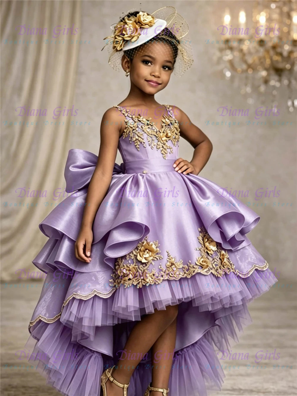 Lovely Quality Flower Girl Dress Blue Satin Fluffy For Girls Wedding Birthday Party Evening Baptism Gown Customizable Color Size