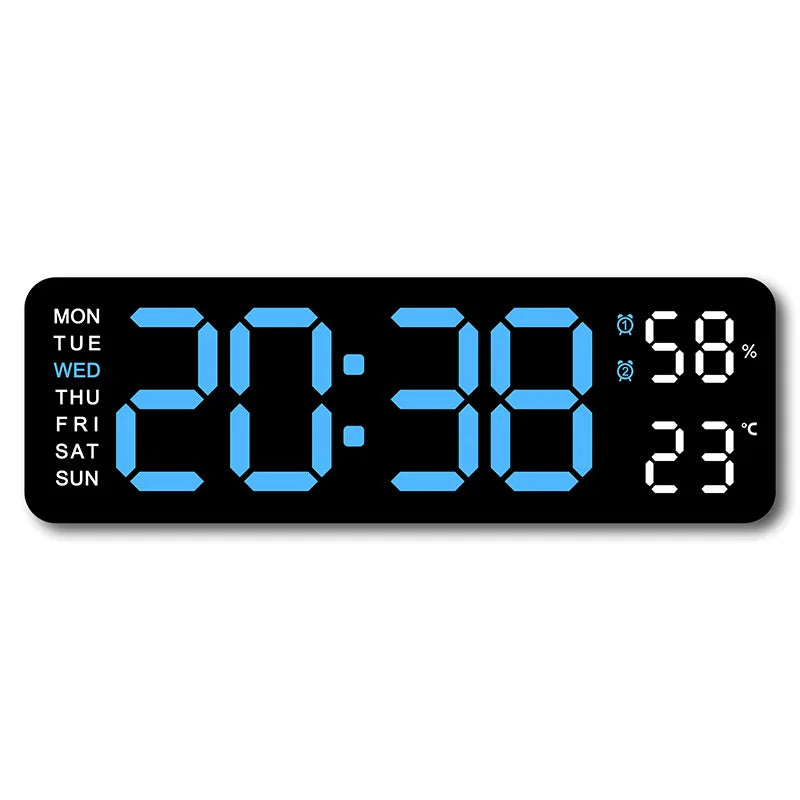 Large LED digital wall clock by Showlu Smart General with a bright display and USB alarm feature, ideal for home or office.