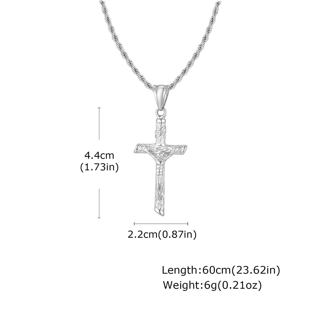 Gold-colored stainless steel cross necklace with Jesus pendant, Catholic faith jewelry for men and women, suitable for prayer and gift.