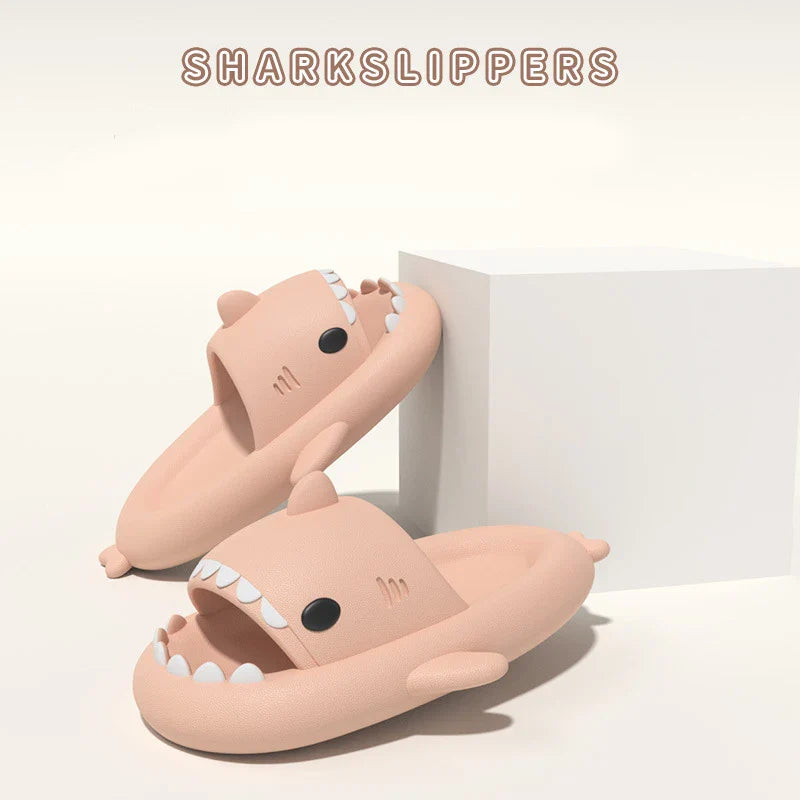 HKAZ Shark Slides by SHOWLU FASHION STORE, non-slip EVA slippers for men, women, and kids with shark design on comfortable soles.
