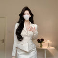 UNXX Autumn/winter Fragrance Style Short Waist Suit Jacket Hip Overskirt  Retro Single-breasted Coat Skirt Two-piece Set Woman's