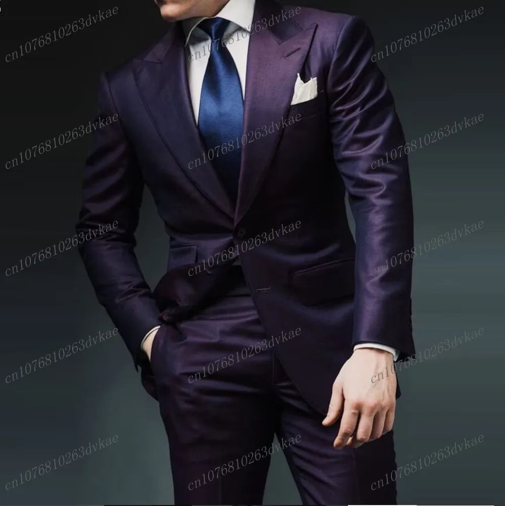 New Brown Business Suit Men Tuxedos Groom Groomsman Prom Wedding Party Formal 2 Piece Set Jacket And Pants SHOWLU FASHION STORE