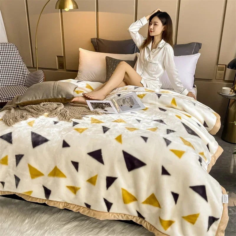 Raschel Mink Double Layer Winter Thick Plush Blanket For Bed Soft Warm Fluffy Throw Blankets 150x200cm Thicken Fleece Quilts