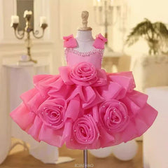 2025 Girls First Birthday Princess Dress New Wedding Flower Girl Piano PerformanceMatching Banquet Host Gown Party Wear Outfits