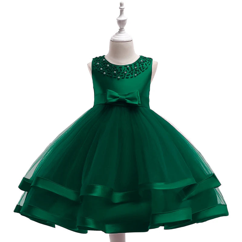 Girls' 2023 summer princess dress with bow, elegant birthday and wedding party dress, kids' evening outfit by Showlu Fashion