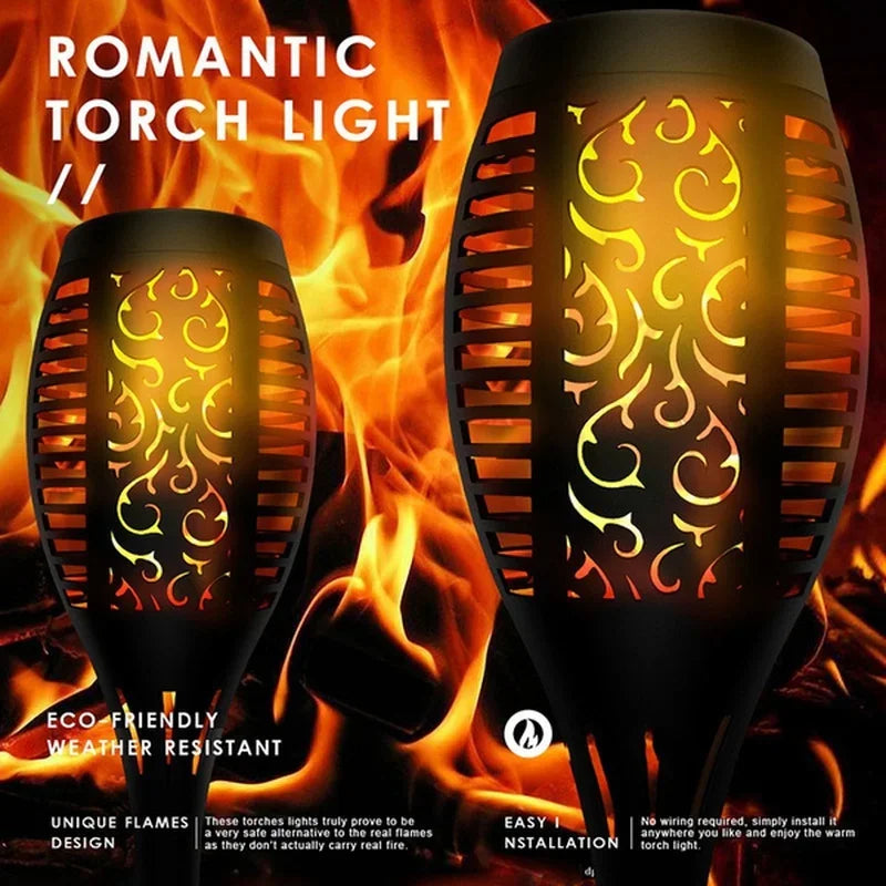 Solar Dancing Flame LED Garden Lantern by Showlu Smart General with flickering flame design in outdoor garden setting