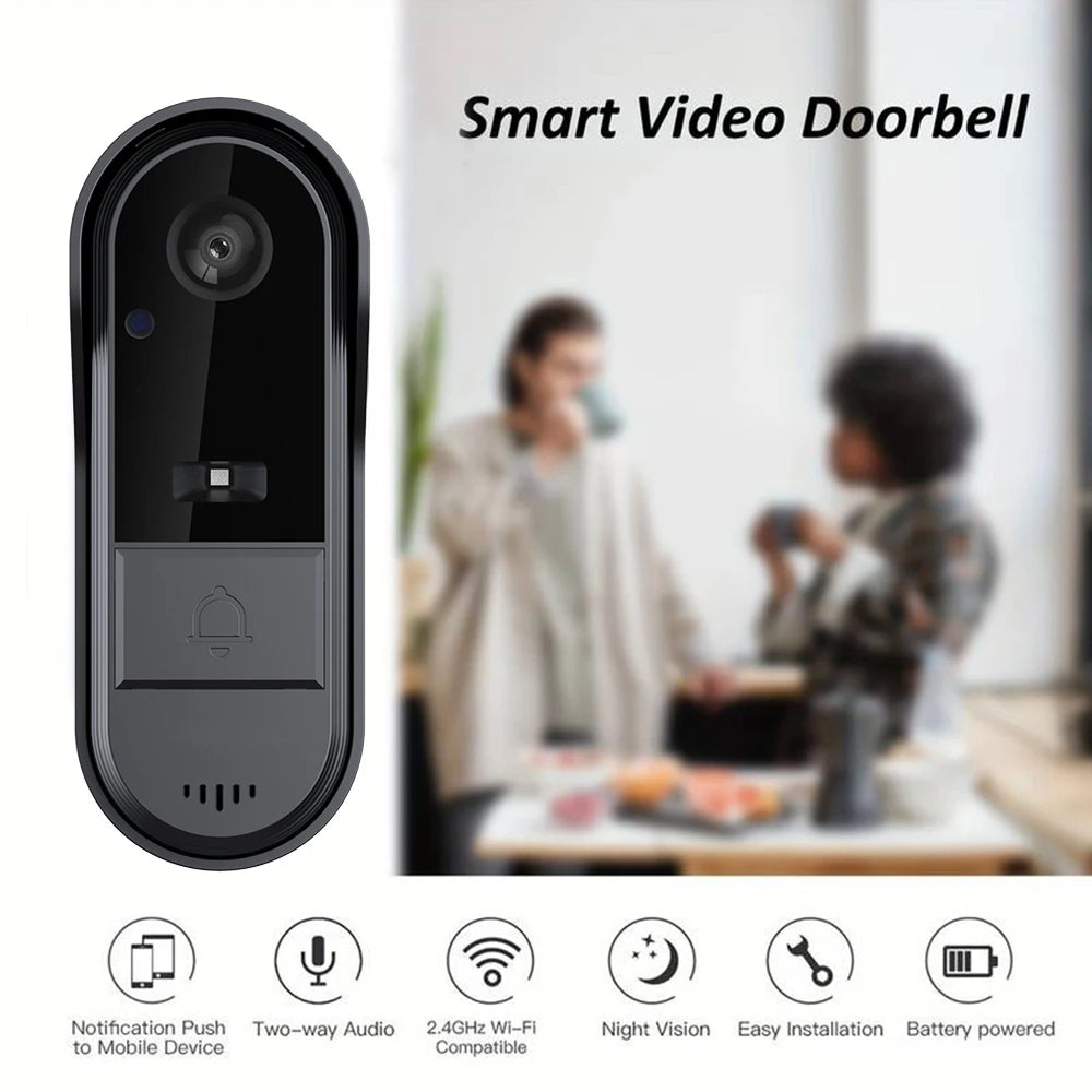 Showlu Smart WiFi Video Doorbell with two-way intercom, weather-resistant IP65, featuring a camera and sleek design.