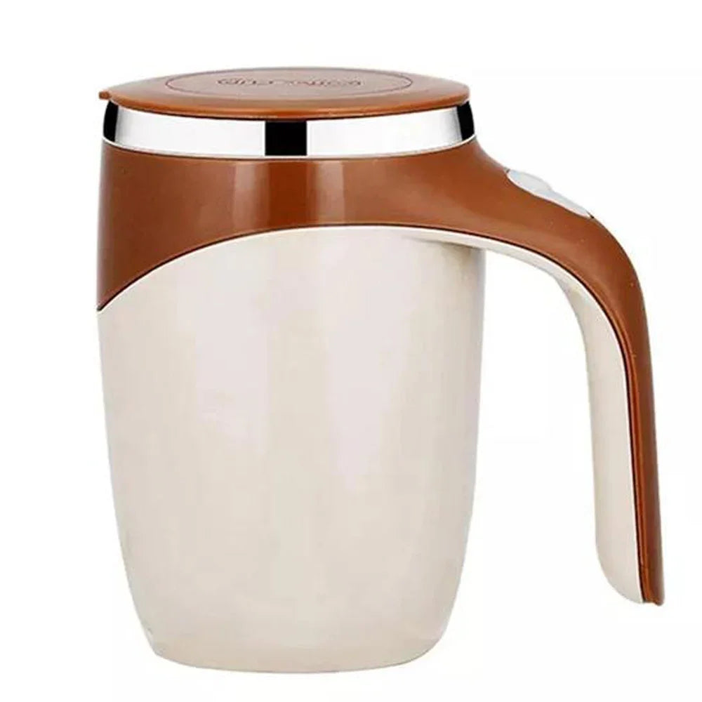 Rechargeable stainless steel Showlu Automatic Stirring Cup with built-in motor for easy coffee mixing.