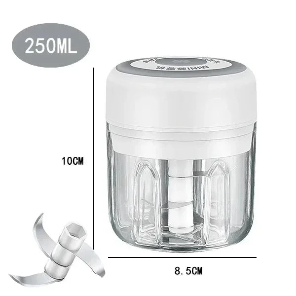 Showlu Smart General Mini Electric Garlic Grinder with stainless steel grinding chamber and compact design for easy use.