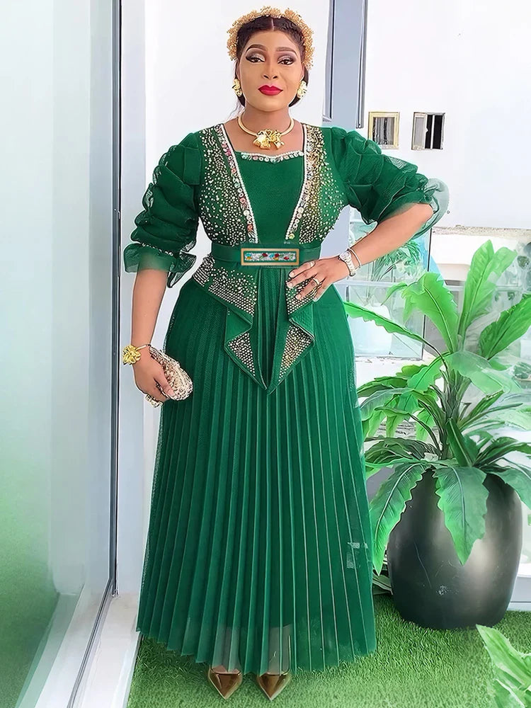 Showlu African Dashiki Ankara evening gown, women's kaftan party dress with vibrant patterns and elegant fit, stylish and colorful.