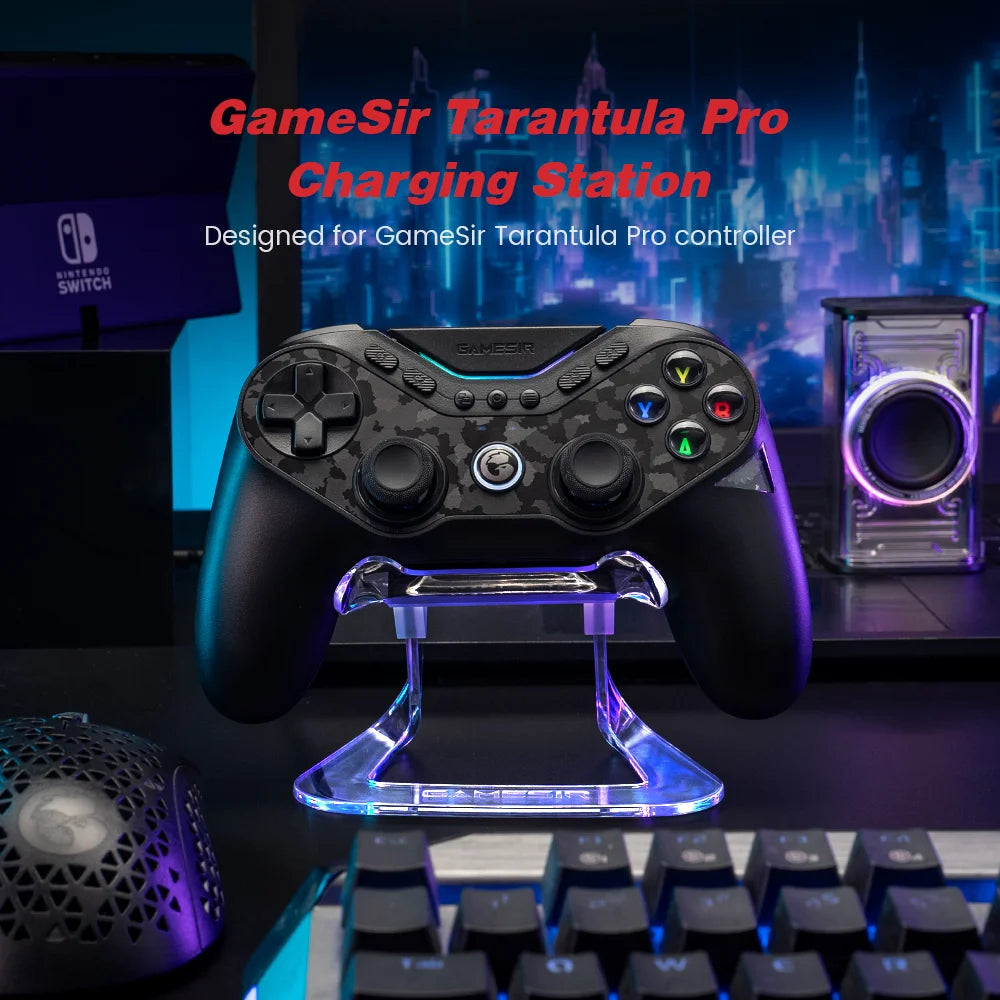 Showlu Smart General GameSir RGB controller charging dock stand with LED lighting and multiple charging slots for gaming controllers