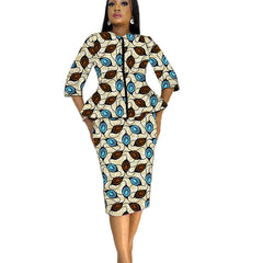 Original Design African Print Women's Outfits Tailor Made Zipper Blouses Patch Skirts Traditional Party Clothing