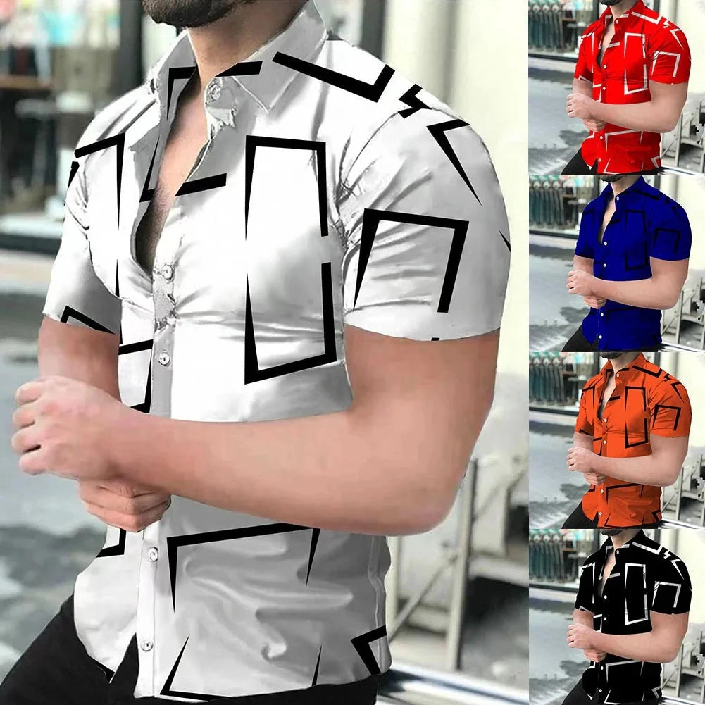 Men's Hawaiian Baroque 3D print short sleeve shirt by SHOWLU FASHION, featuring vibrant tropical patterns and stylish design.