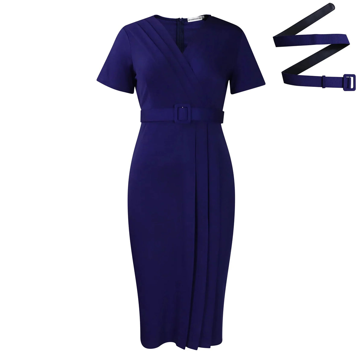 SHOWLU Women's V-Neck Short Sleeve Summer Dress in solid color, pencil style, perfect for warm weather and casual occasions.