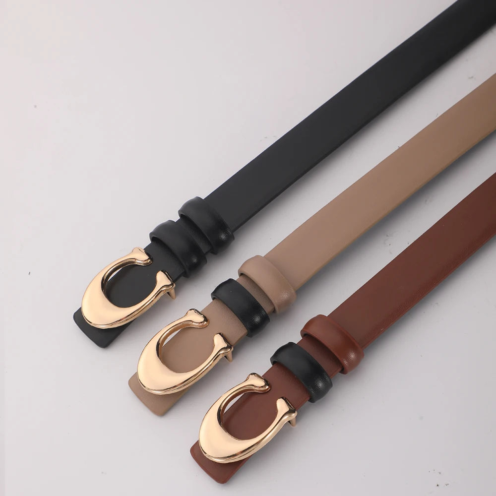 Women's fashionable belt with C-shaped buckle, smooth design, ideal as a stylish gift for mothers, by Showlu Fashion Store.