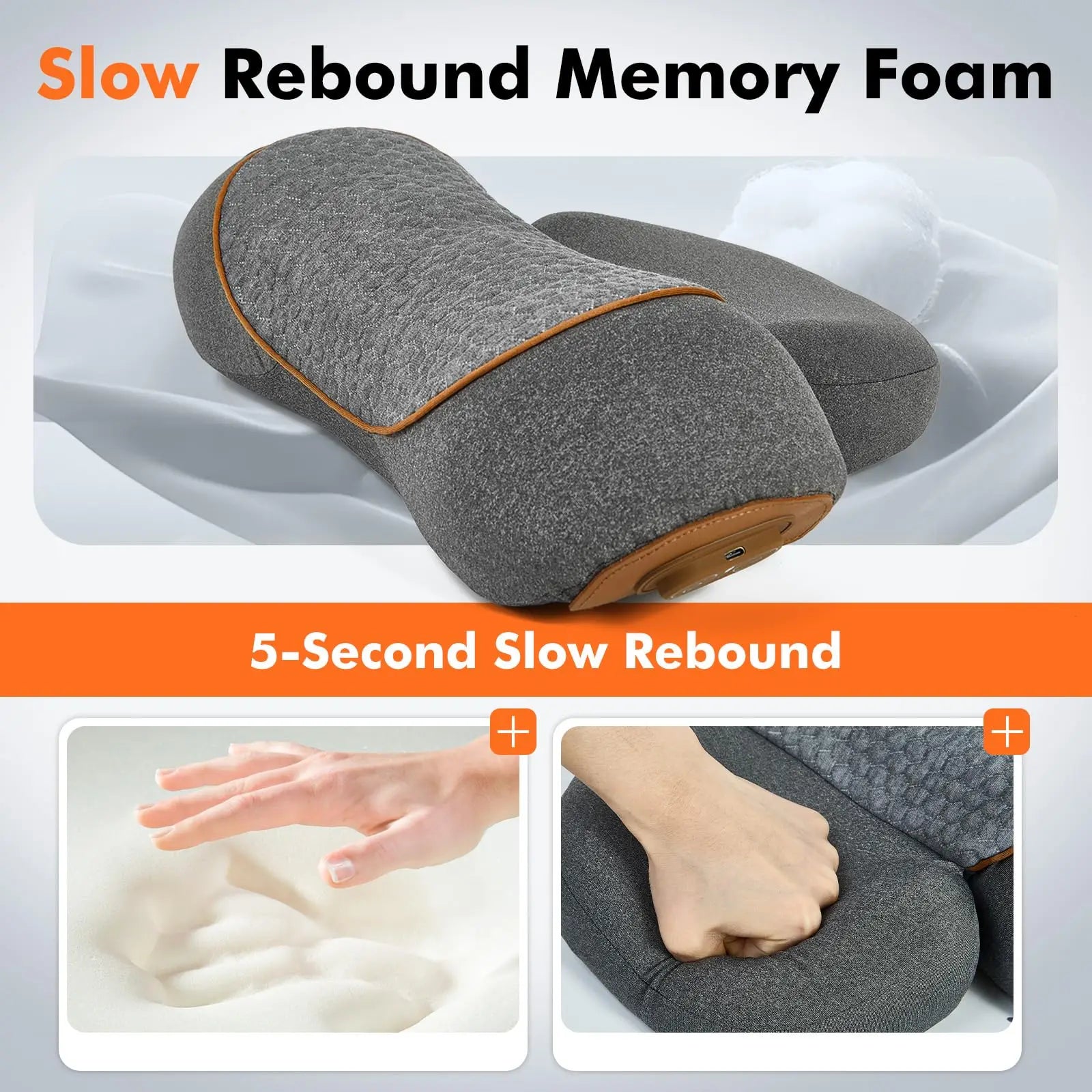 Electric neck massager pillow with memory foam, heating, and vibration features for soothing neck relief.