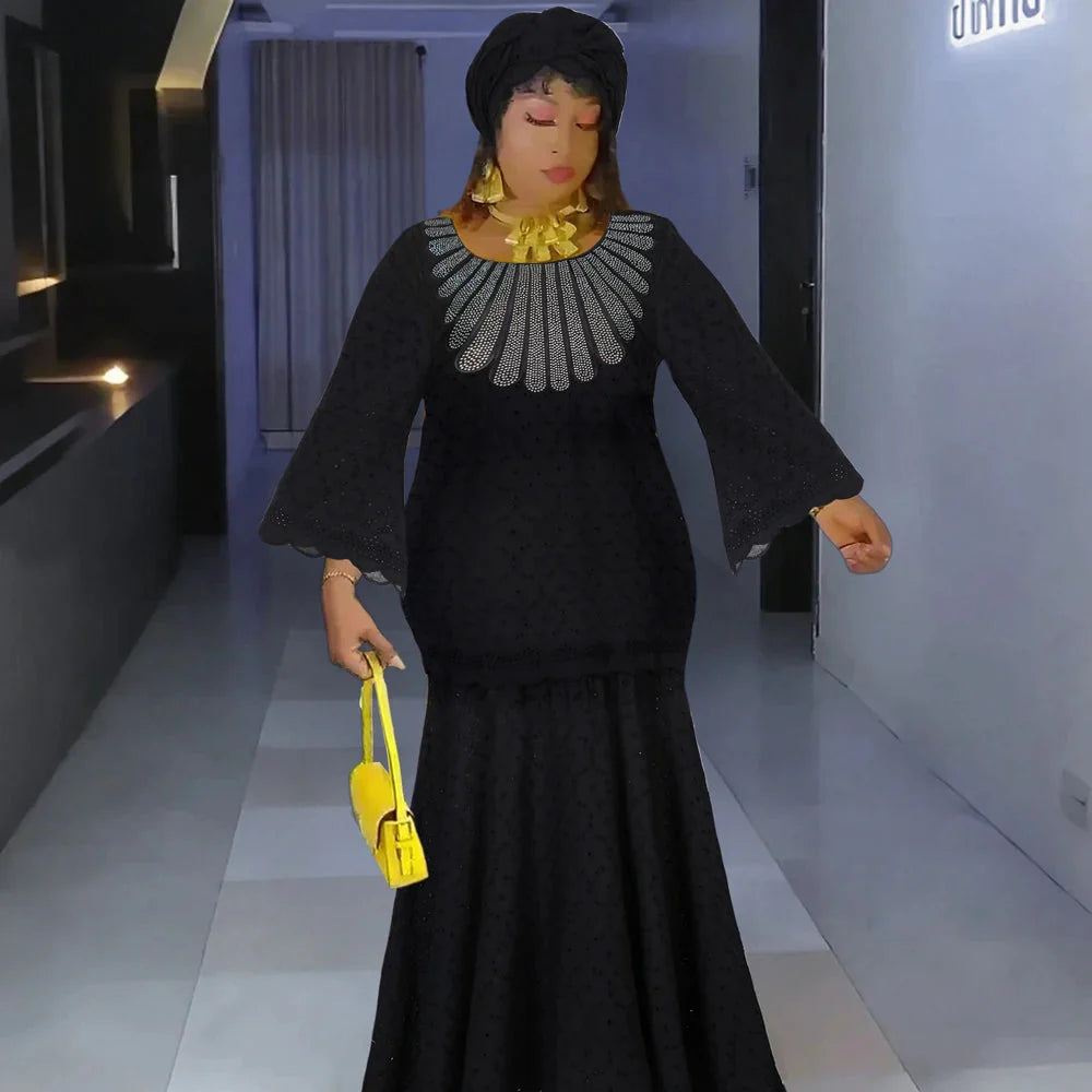 Plus size African Dashiki lace evening gown by SHOWLU FASHION STORE, stylish maxi dress with vibrant patterns and elegant design.