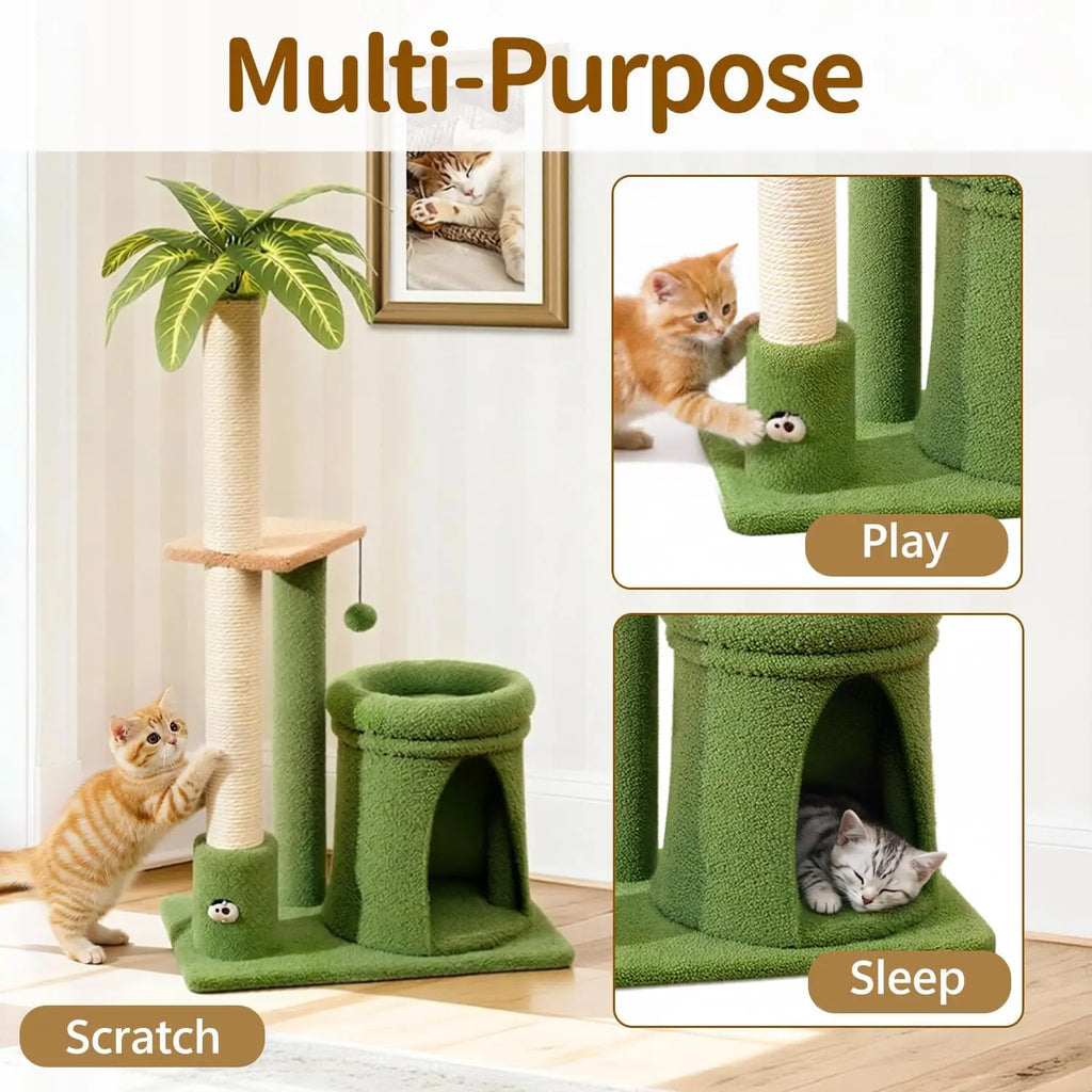 Showlu Fashion 41-inch cat tree tower with scratching post and cozy bed, featuring multiple platforms for climbing and lounging.