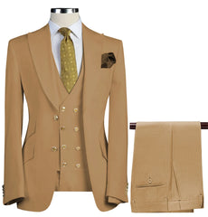 Elegant Men's Suits 3 Pieces Sets For Men Formal Slim Fit Business Tuxedo Groom&Groomsman Suit(Blazer+Vest+Pants)