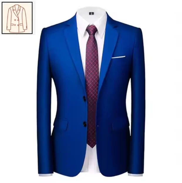 Men's solid color business casual suit for weddings and formal events, stylish tuxedo set by Showlu Fashion Store