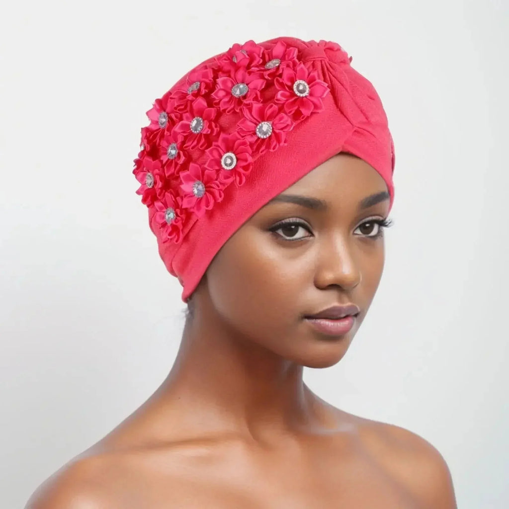 Showlu Fashion women's diamond pleated turban hijab chemo cap wrap, stylish and comfortable head covering for women.