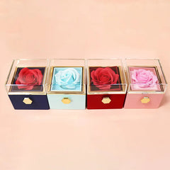 1PC Rotating Eternal Rose Flower Jewelry Box Ring Earrings Necklace Storage Boxes Wedding Valentine's Day Gift Boxes for Lovers