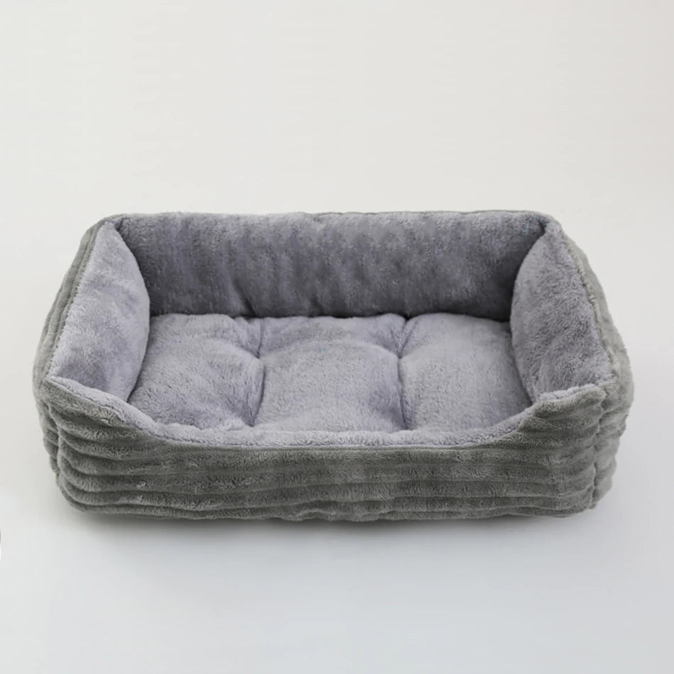 Showlu Fashion square plush calming dog bed with waterproof Oxford fabric, soft pet sofa for comfort and relaxation