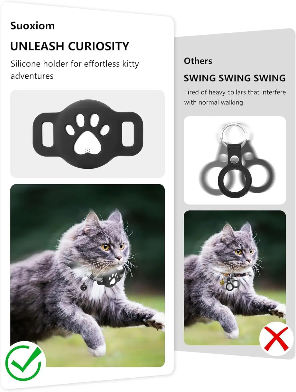 Bluetooth pet tracker for Android by Showlu Fashion, mini GPS cat collar locator with sleek design and tracking features.