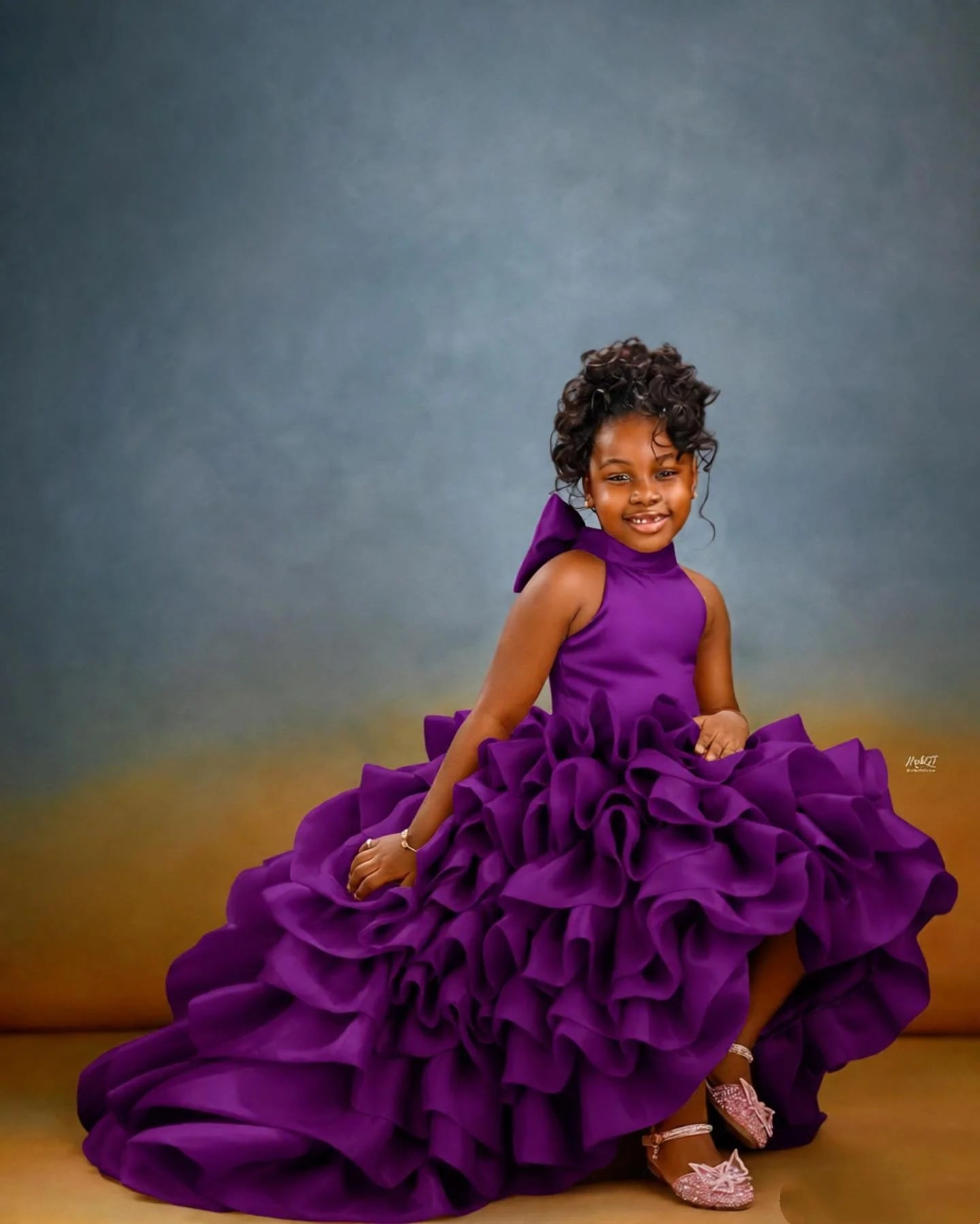 Pink High Low Flower Girl Dresses For Wedding Toddler Ruffles Birthday Party Photo Shoot Ball Gown Customized