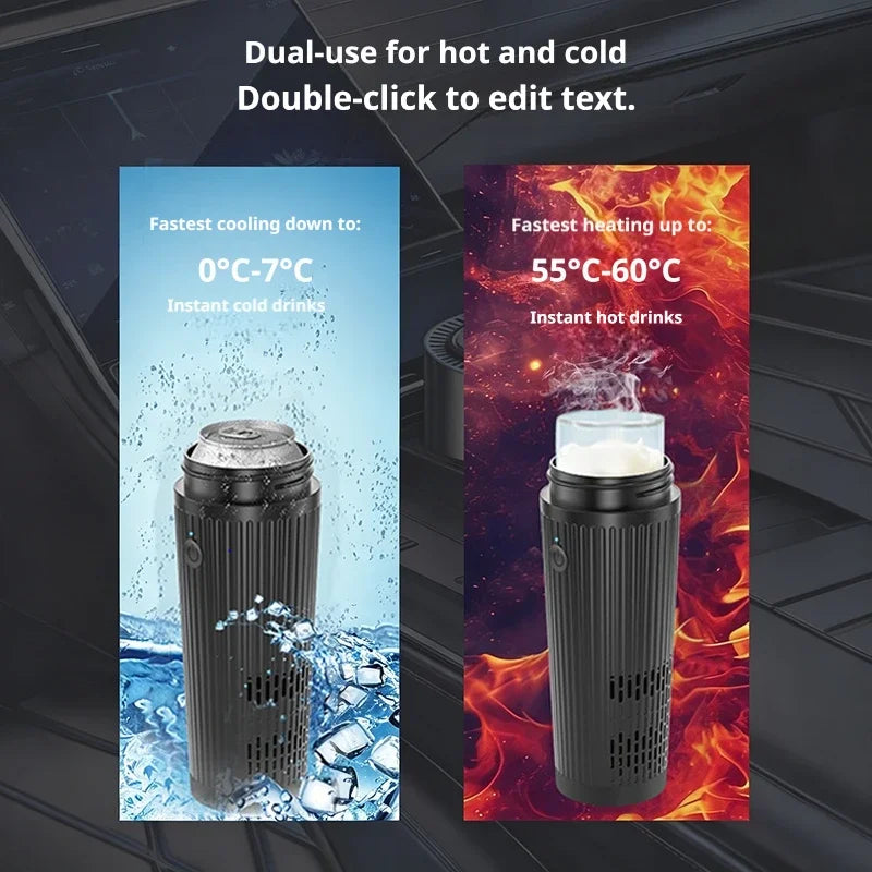 Smart Portable 12V Car Heating And Cooling Cup One Button Control 304 Stainless Steel Travel Coffee Mug Vehicle Drink Warmer