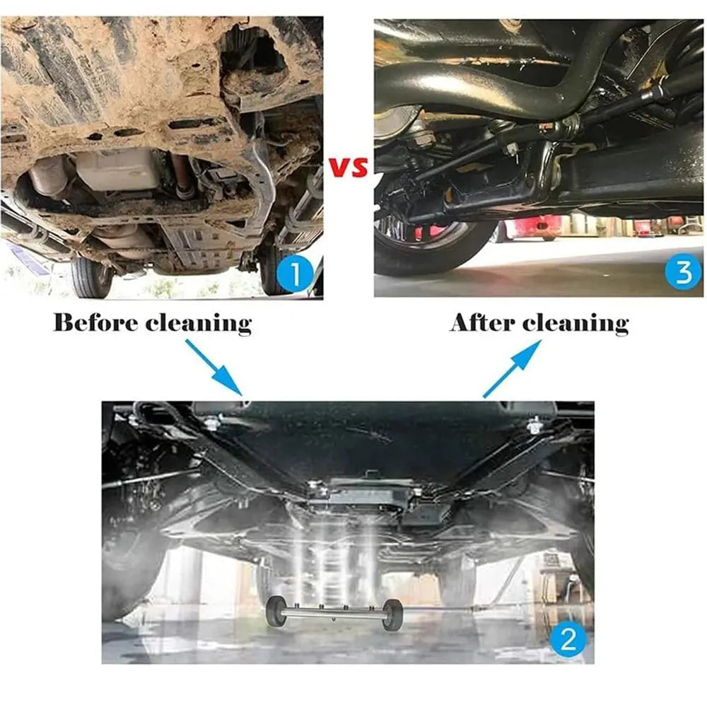 Showlu Pressure Washer Cleaner Pro for undercarriage cleaning, showcasing the compact design and nozzle attachments.