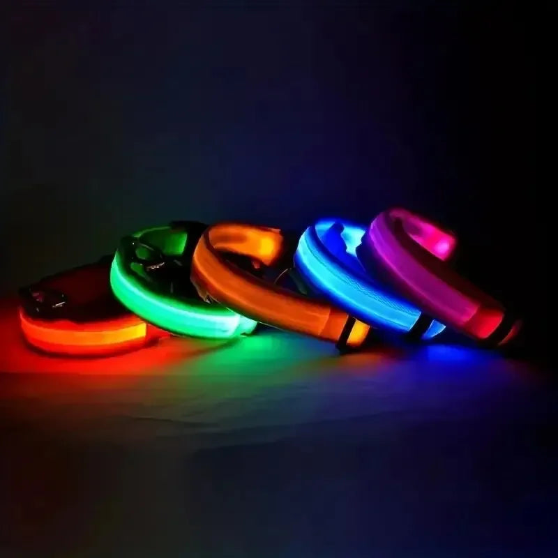 LED Glow Dog Collar and Safety Night Leash by Showlu Smart General, illuminated collar with leash for nighttime visibility.
