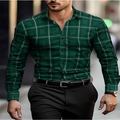 Men's classic red striped plaid long-sleeved shirt, casual fashion top by Showlu Fashion, suitable for everyday wear