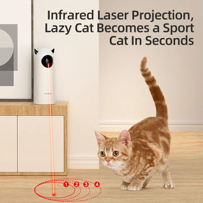 Showlu Smart General ROJECO automatic cat laser toy with rotating laser pointer and playful design for entertaining cats.