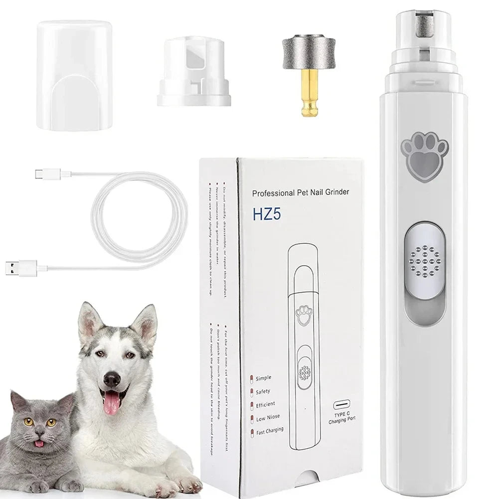 Electric dog nail grinder from Showlu Fashion Store with rechargeable trimmer, polishing wheel, suitable for small and large pets.