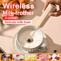 Portable Mini Electric Milk Frother Handheld 3-Speed Rechargeable