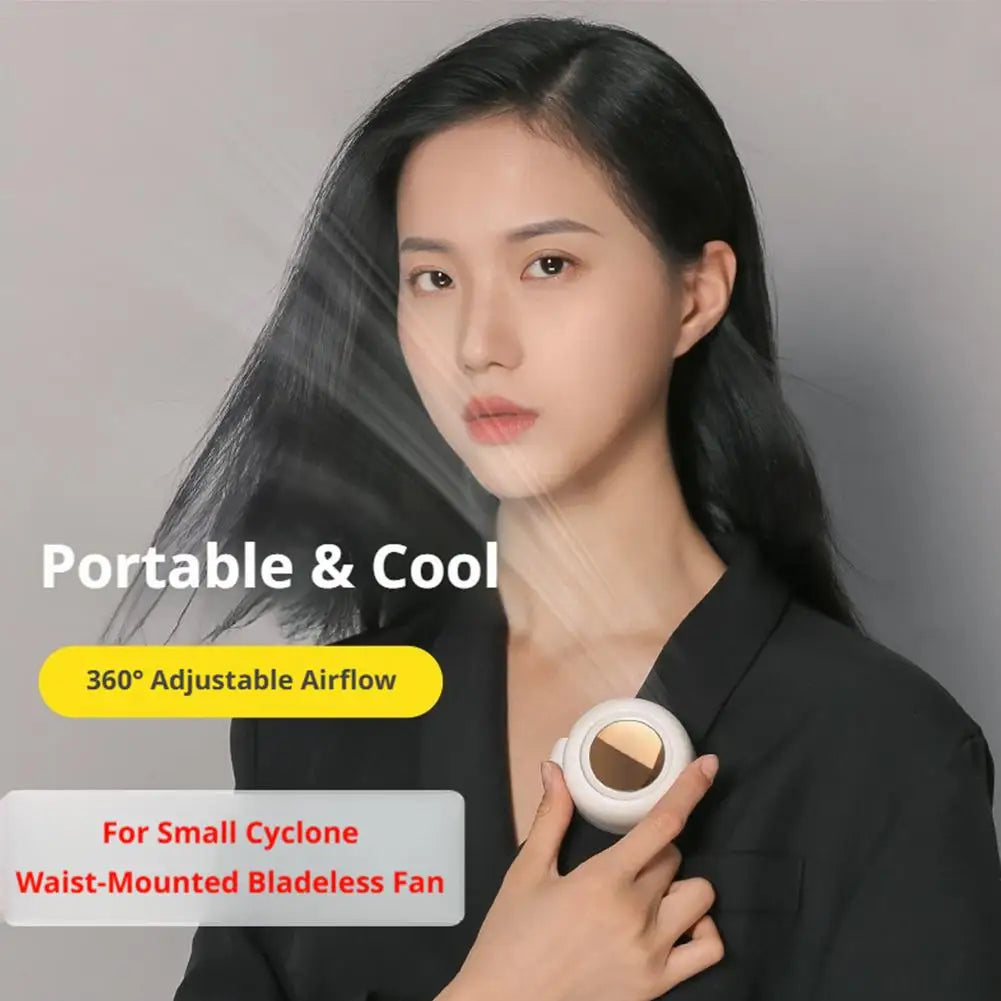 Showlu Smart Portable USB clip fan with 60 blades, compact design, and adjustable clip for personal cooling.