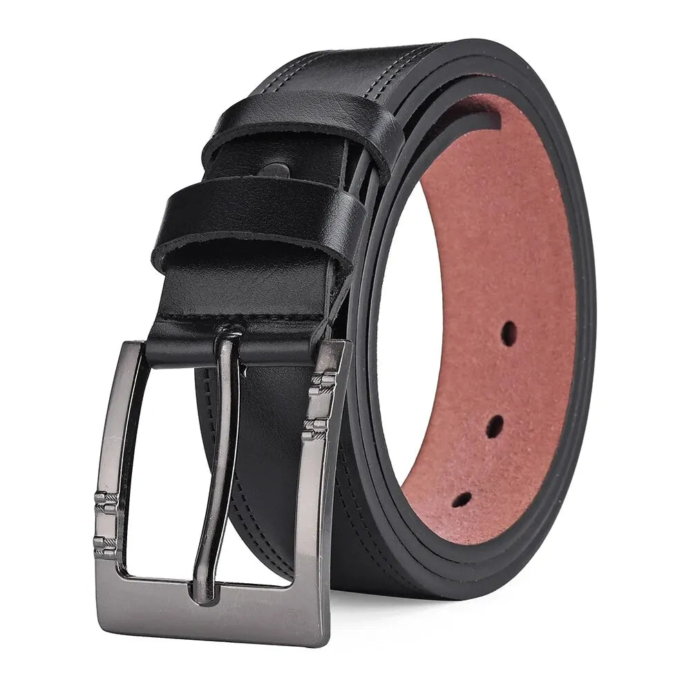 Men's casual leather belt by Showlu Fashion with high-quality cowskin and a sturdy buckle, suitable for everyday wear.