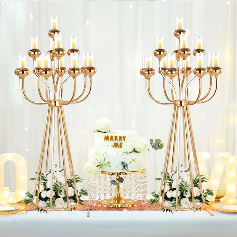 Metal Acrylic Candelabras 120 CM Height 13 Heads Candle Holders Luxury Wedding Table Centerpiece Candlesticks Home Decoration
