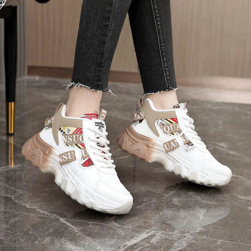 Women’s casual sneakers from Showlu Fashion, comfortable non-slip outdoor running shoes with thick soles for walking and leisure.