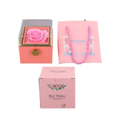 1PC Rotating Eternal Rose Flower Jewelry Box Ring Earrings Necklace Storage Boxes Wedding Valentine's Day Gift Boxes for Lovers