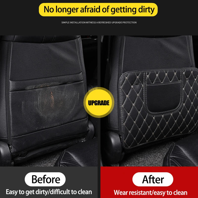 Showlu Smart General car seat back protector, durable black fabric with adjustable straps for protecting vehicle seats from child spills and scuffs.