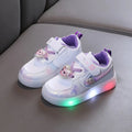 Disney Frozen Elsa girls LED light-up sneakers by SHOWLU FASHION STORE featuring breathable sport shoes with glowing LED lights.