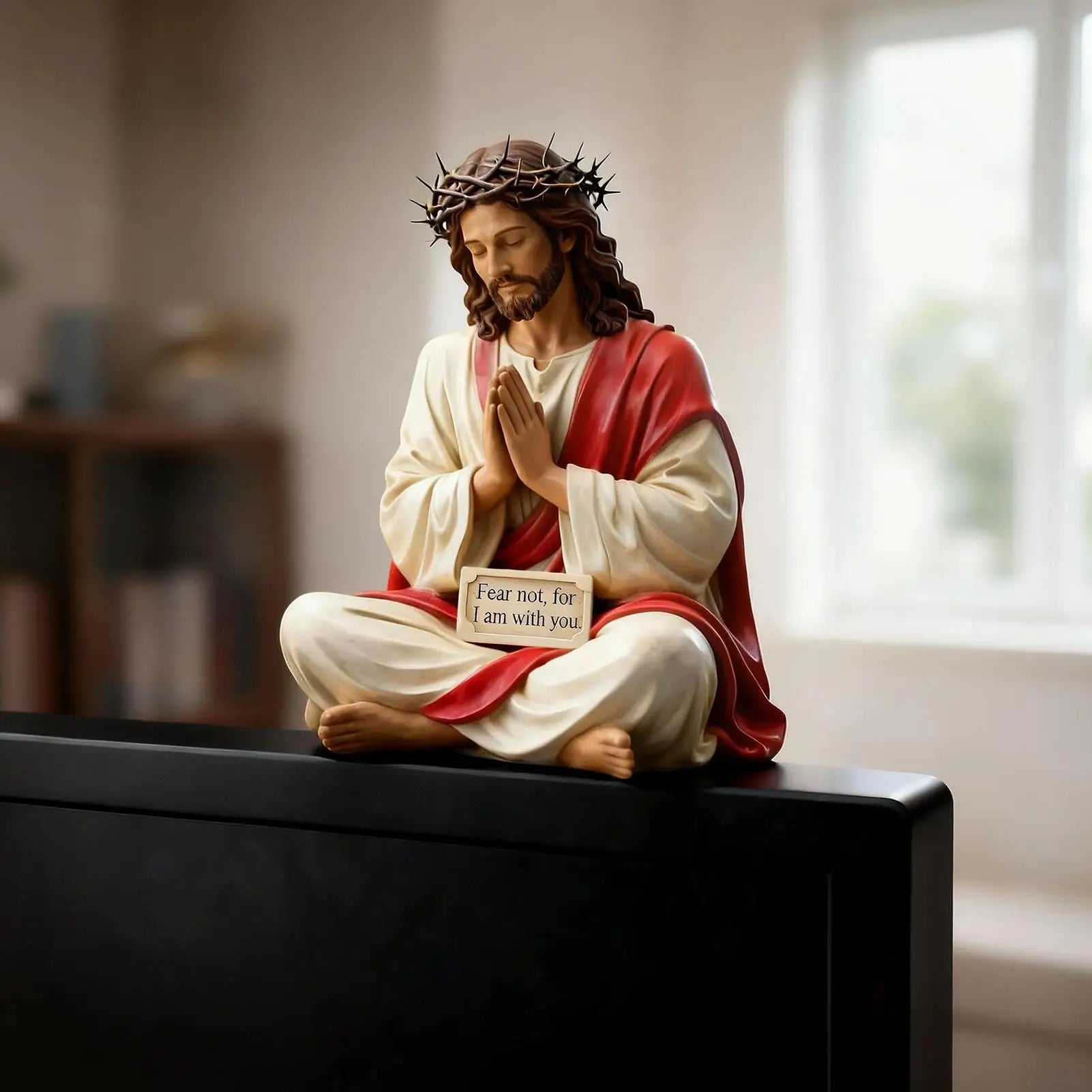 Hand-painted Jesus Christ resin figurine, 10cm religious sculpture for desktop or mantel decor, crafted by Showlu Fashion Store