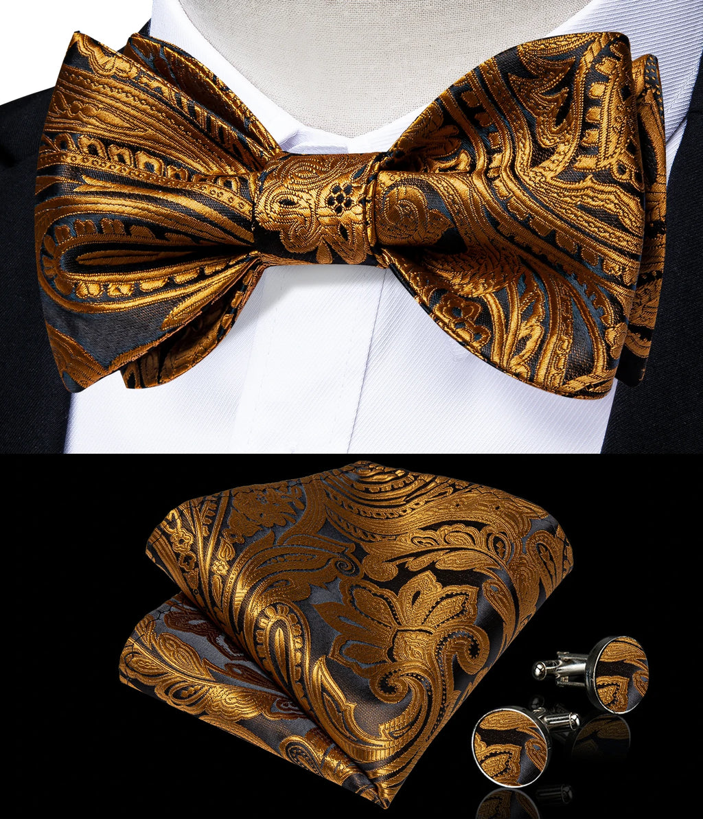 Brand New Men's Bow Tie Teal Green Blue Paisley Floral Silk Bow Tie Wedding Party Butterfly Bowknot Men Tie Accessories DiBanGu