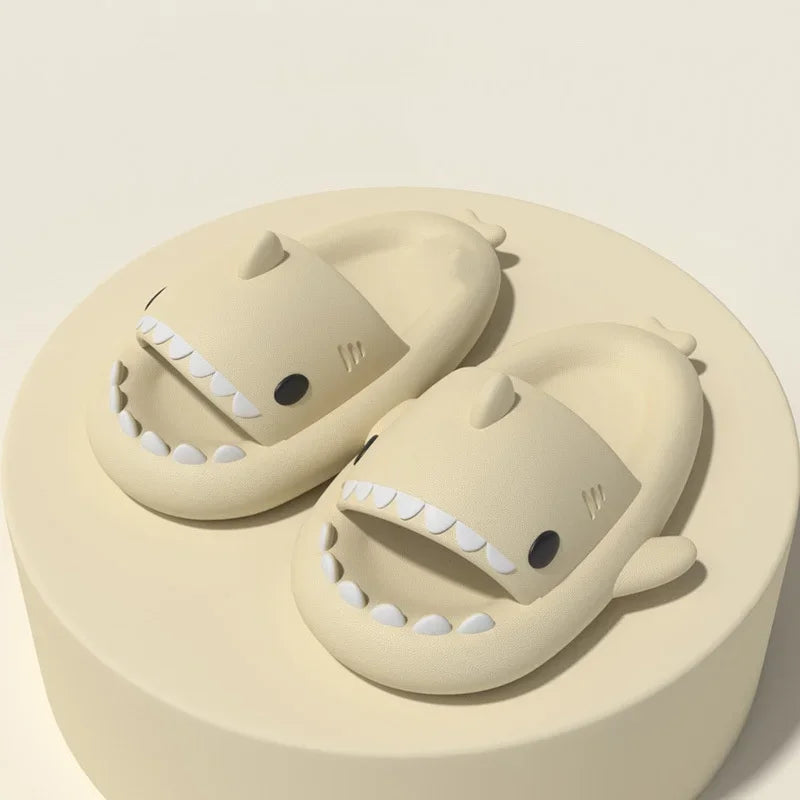 Mr.nut Shark slippers by SHOWLU FASHION STORE featuring non-slip EVA platform slides for men and women, with shark design.