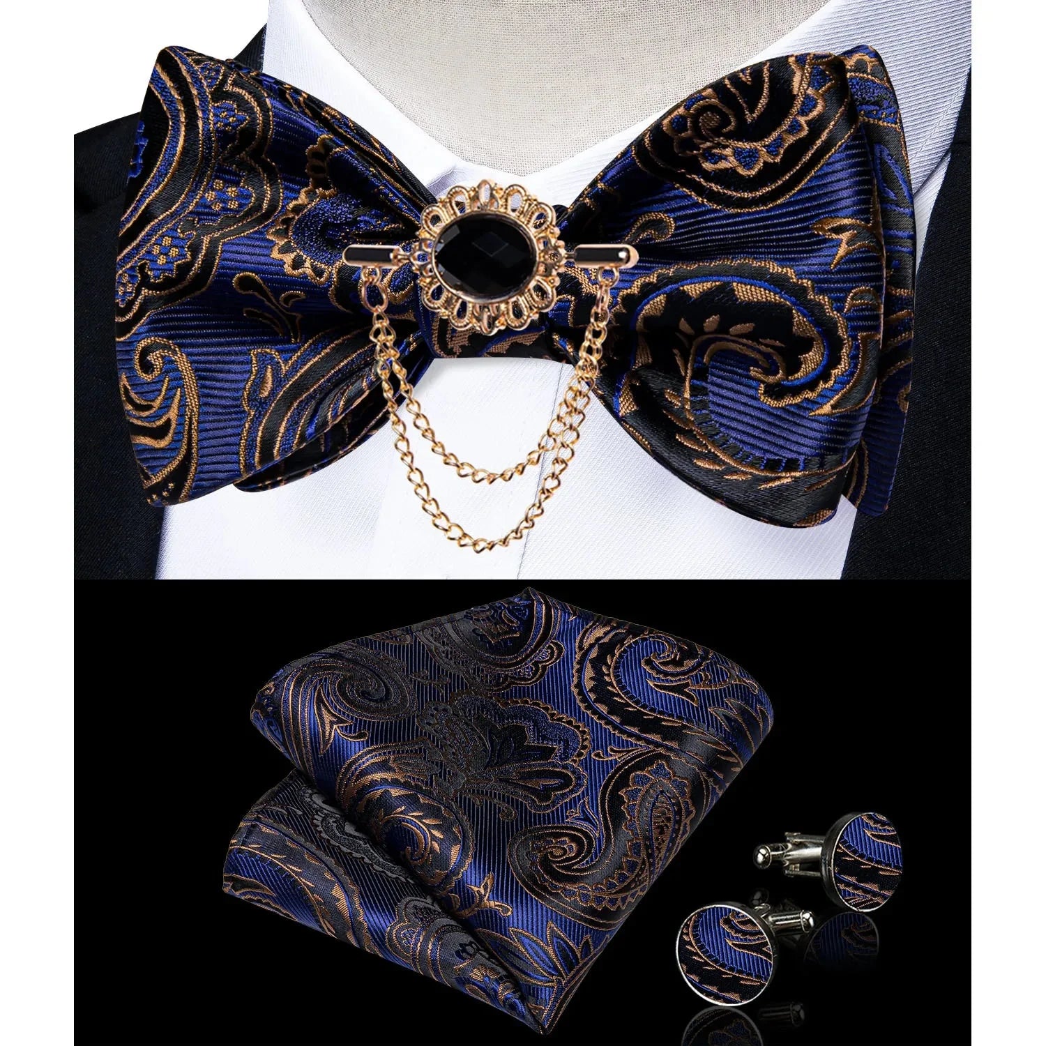 Pink plaid silk self-tie bow tie set with brooch and handkerchief, stylish accessory by SHOWLU FASHION STORE.