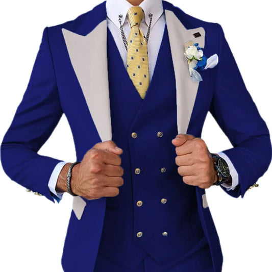 Formal Men's Suits 3 Pcs Slim Fit Suit Classical Groomsman Tuxedo Wedding Formal Party  Set  Wedding Prom (Jacket+ Pants +Vest)