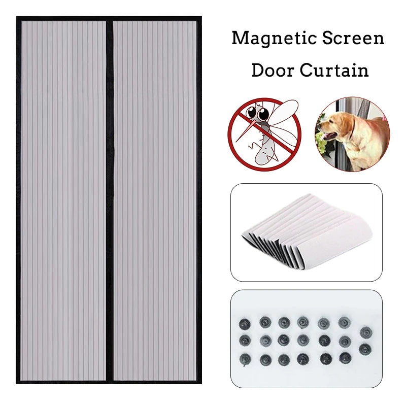 Showlu Smart General magnetic mesh door curtain with self-adhesive anti-mosquito screen, featuring fine mesh for insect protection.