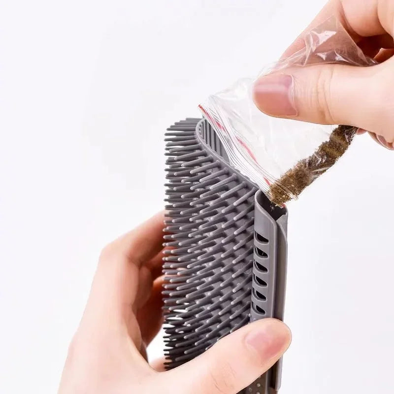 Showlu Fashion cat massage tool with self-cleaning rubbing brush, pet hair removal comb, wall corner design for cats.
